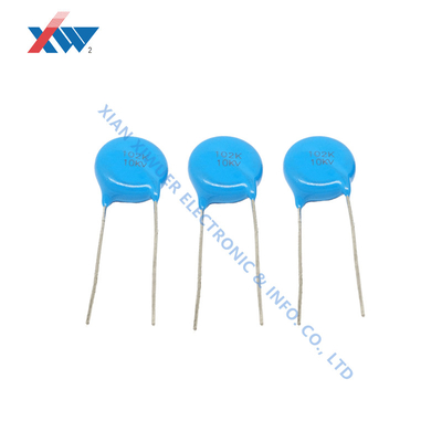 10KV 102K 1000pF High Voltage Ceramic Capacitor TH Low Dissipation Blue Epoxy HV Capacitor Supplier Store Energy