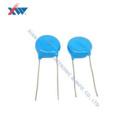 10KV 102K 1000pF High Voltage Ceramic Capacitor TH Low Dissipation Blue Epoxy HV Capacitor Supplier Store Energy